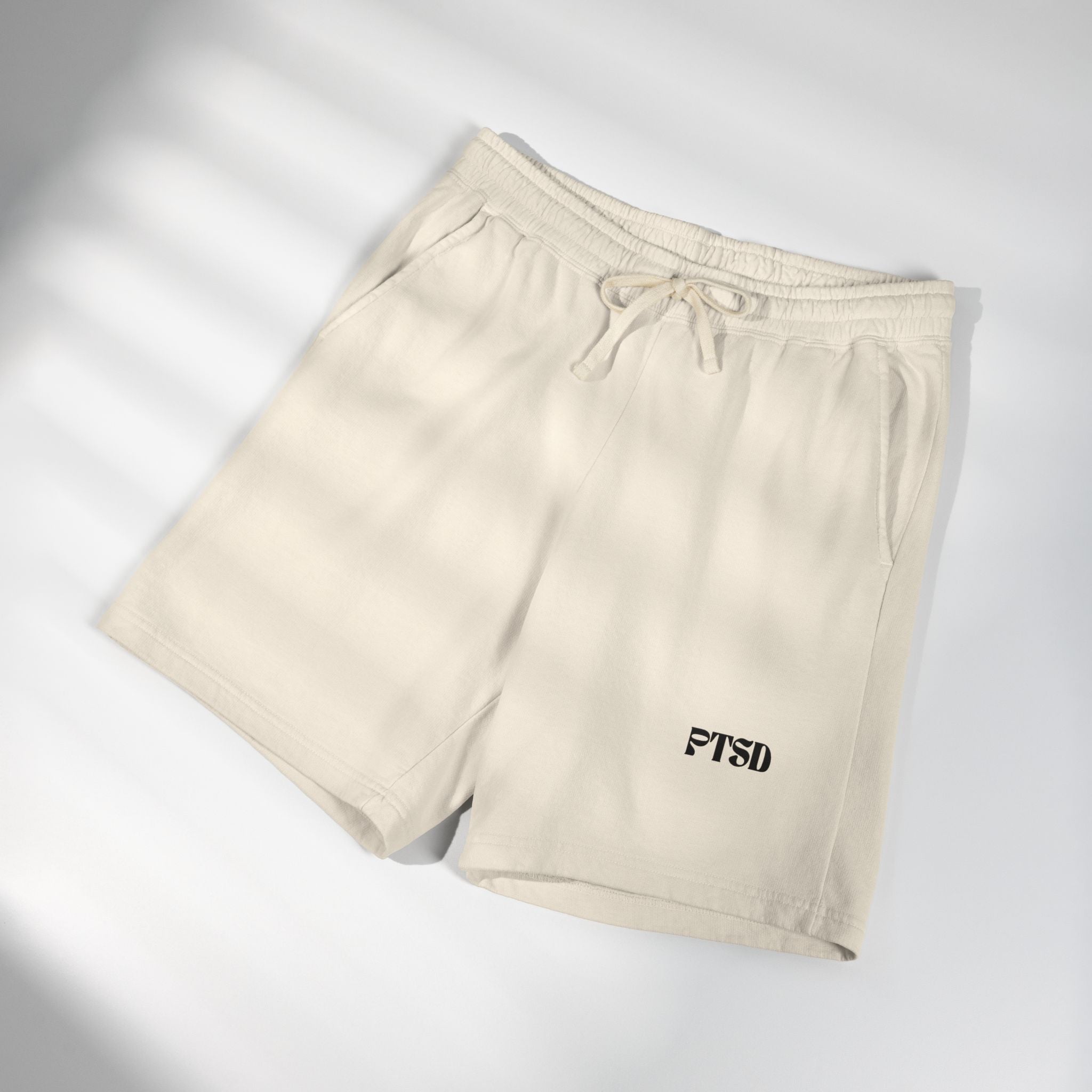 PTSD Embroidered Sweat Shorts — Lightweight Fleece Casual Lounge Shorts