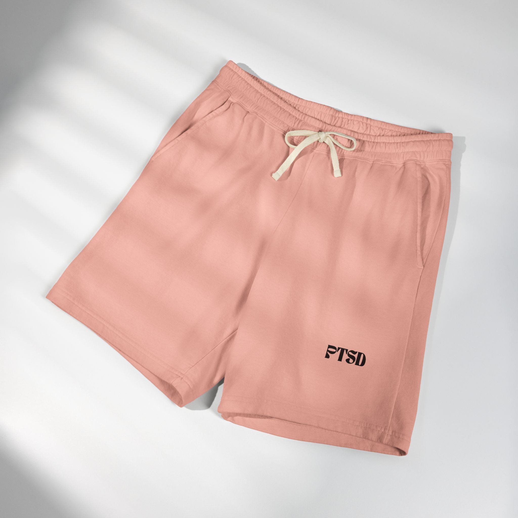 PTSD Embroidered Sweat Shorts — Lightweight Fleece Casual Lounge Shorts