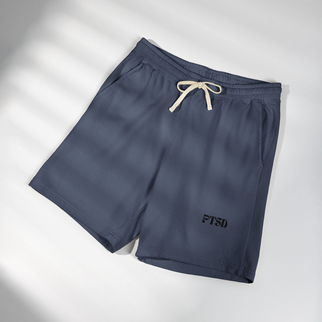 PTSD Embroidered Sweat Shorts — Lightweight Fleece Casual Lounge Shorts