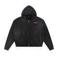 Sun Fade Frayed Raw Edge Fleece Zip Hoodie