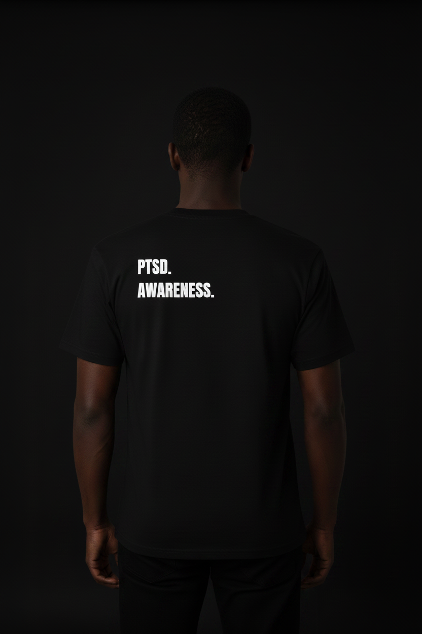 PTSD Awareness Tee - Black Model Dark Tone