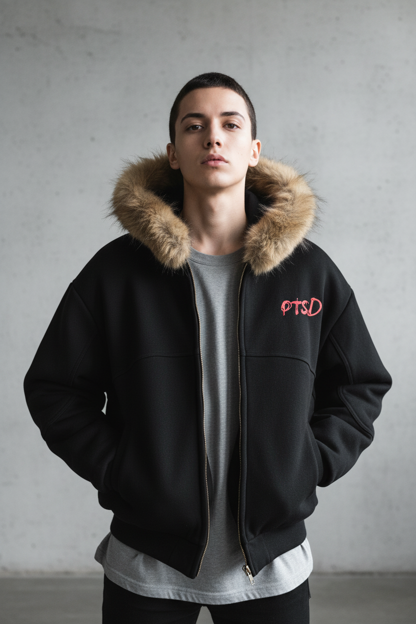 PTSD Fur Hoodie Jacket Model
